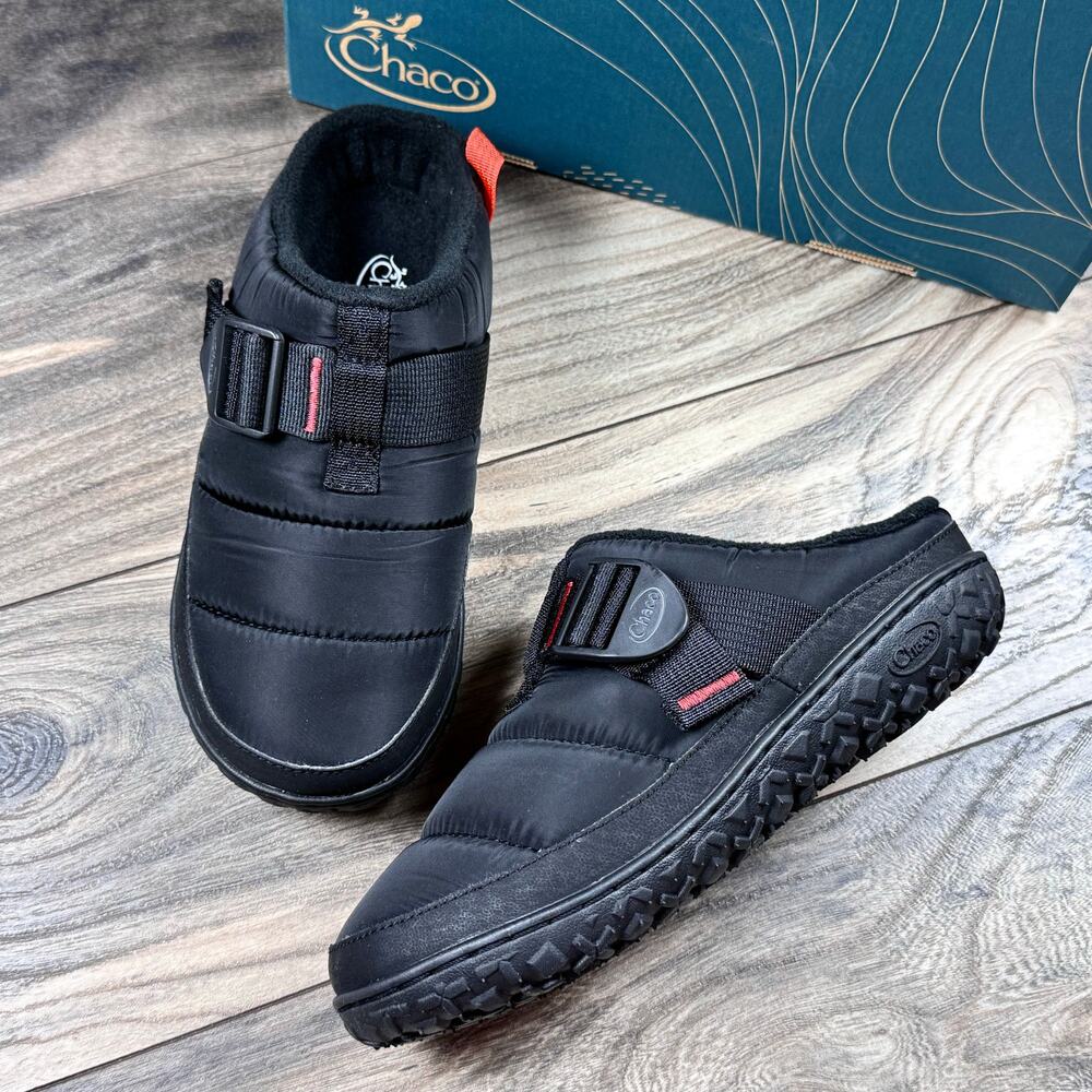 NIB Chaco Ramble Puff Comfort Clog Black Riptop Lugsole Slip On Shoes 7M